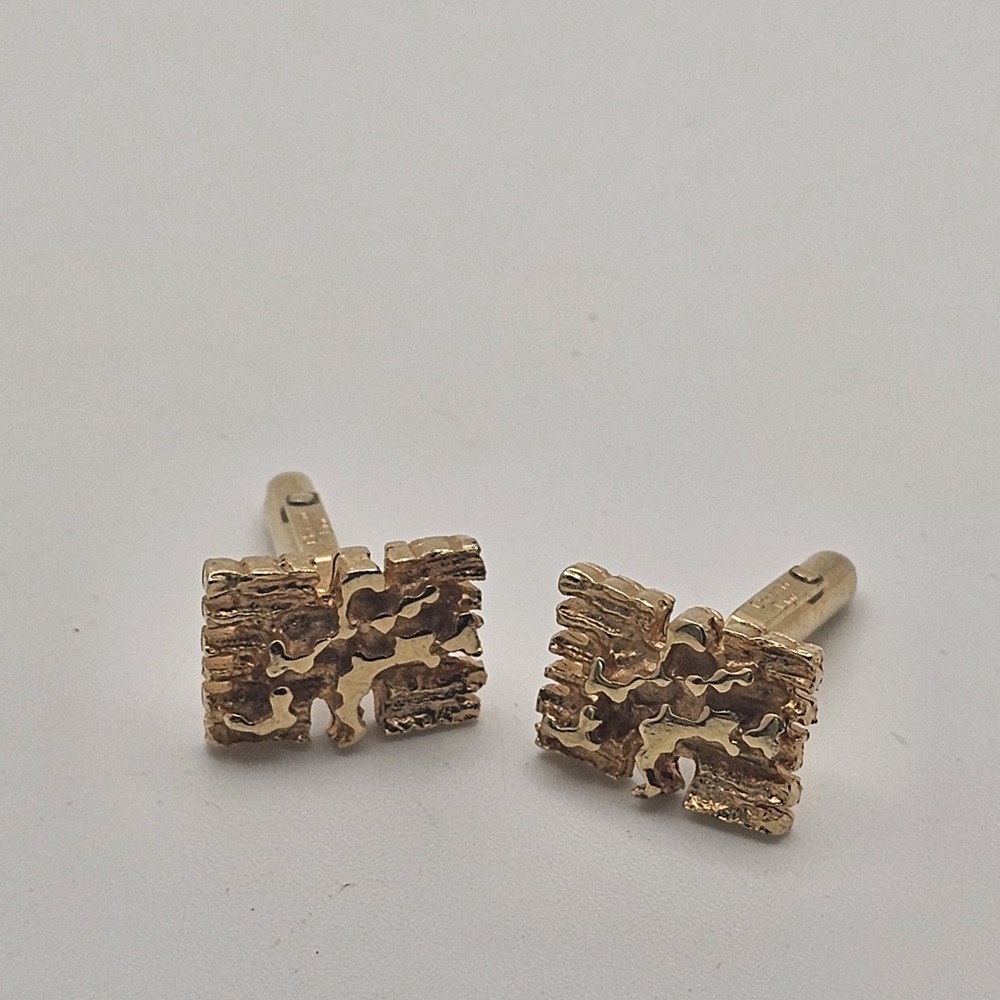 Vintage Christian Dior Brutalist Gold Nugget Cufflinks Gold Tone